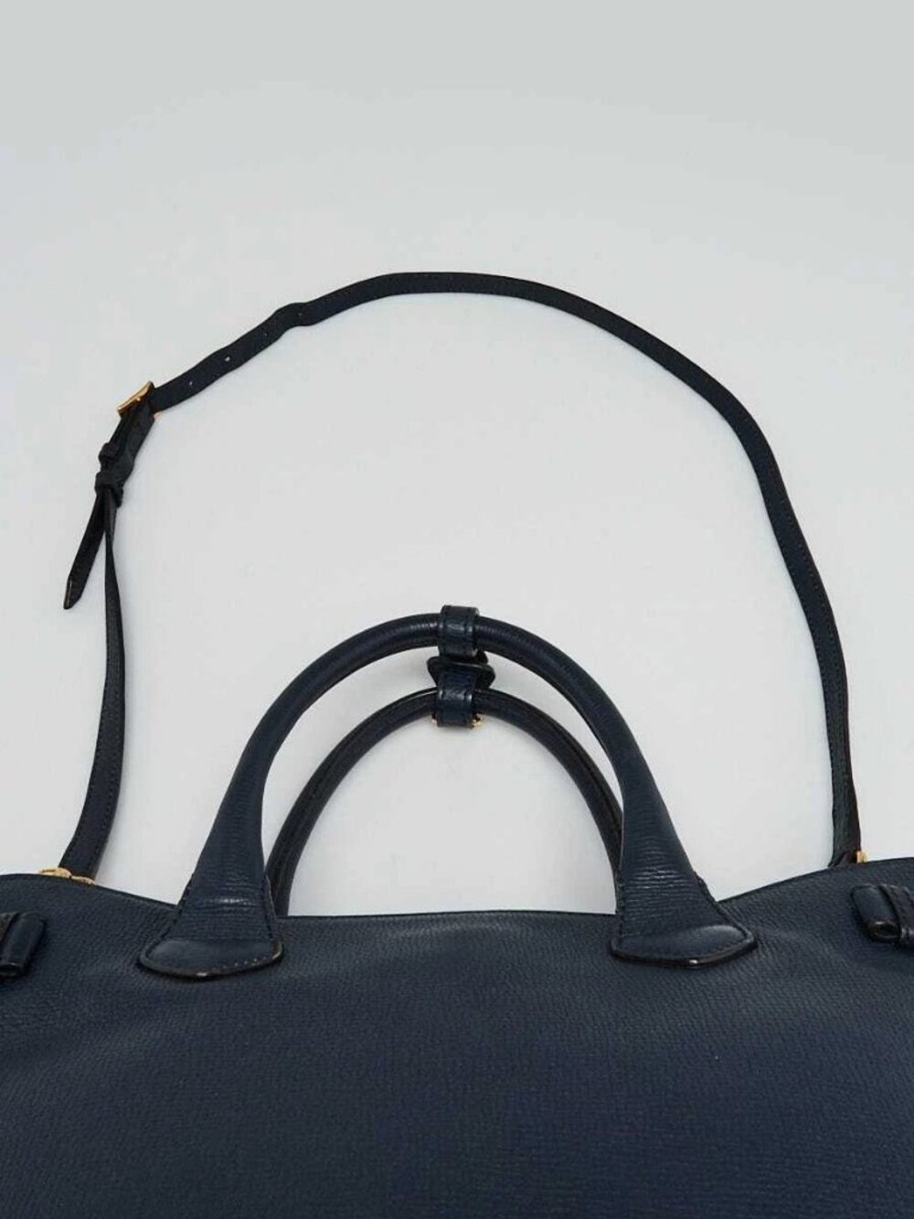 Burberry Blue Pebbled Leather House Check Medium Banner Tote Bag - Picture 10 of 12